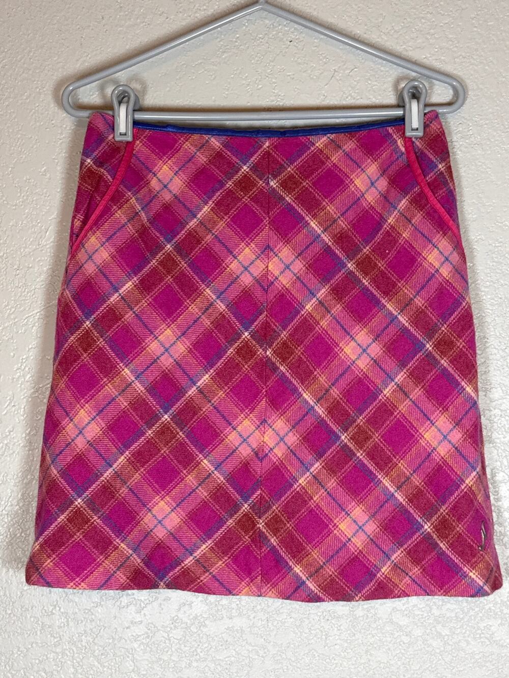 Ness of Scotland Pink Plaid Wool Mini Skirt Size 6 Kidcore Academia School Girl